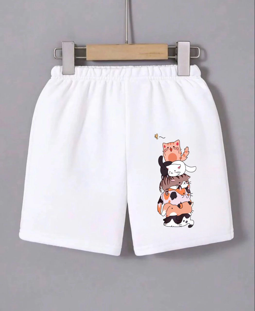 Venlora Kadın Beli Lastikli Baskılı Mini Şort - Beyaz