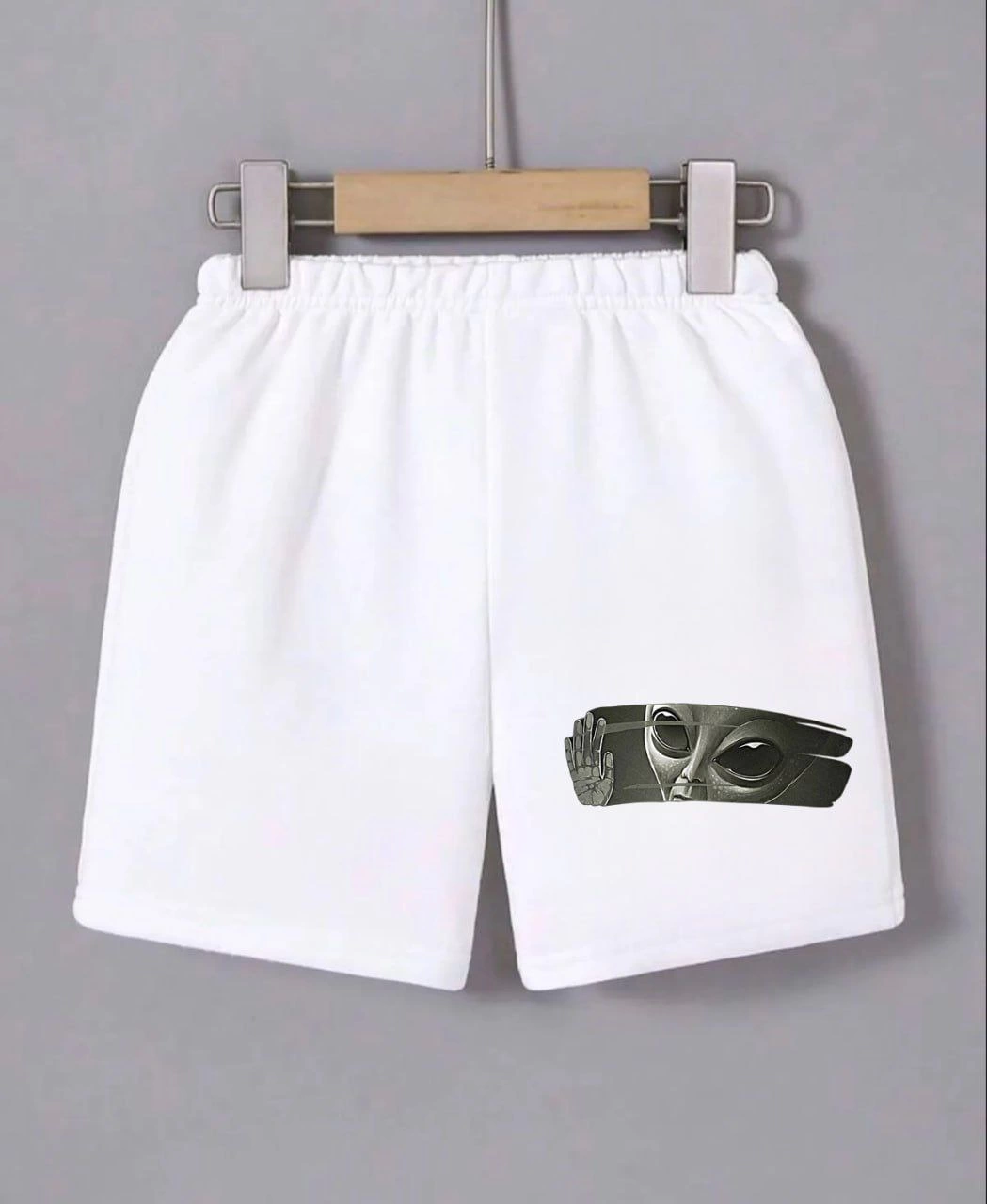 Venlora Kadın Beli Lastikli Baskılı Mini Şort - Beyaz