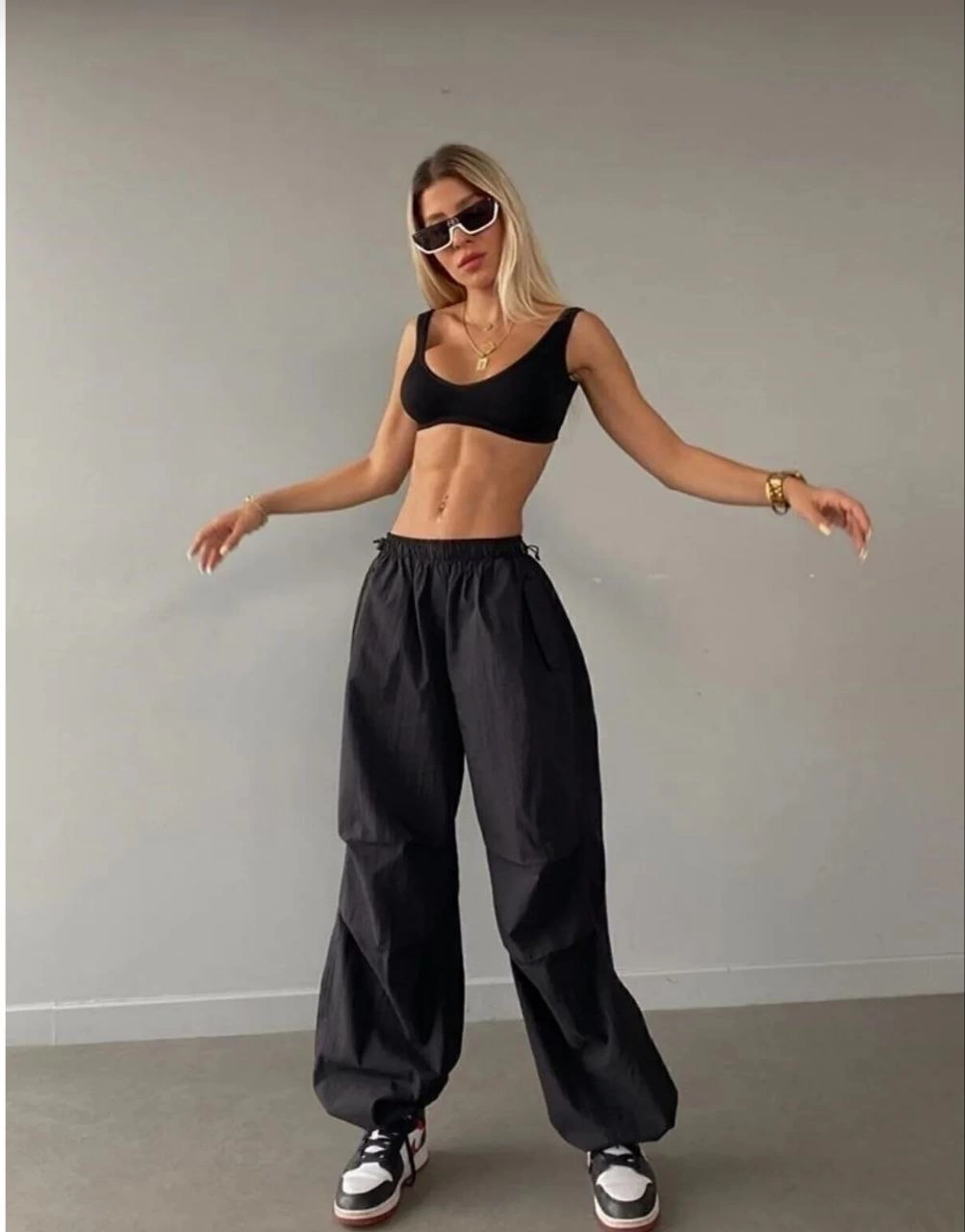 Venlora Kadın Cepli Paraşut Pantalon - Siyah