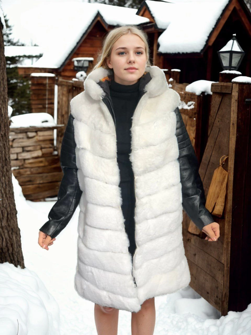 Venlora Kadın Hakiki Deri ve Suni Kürk - Beyaz