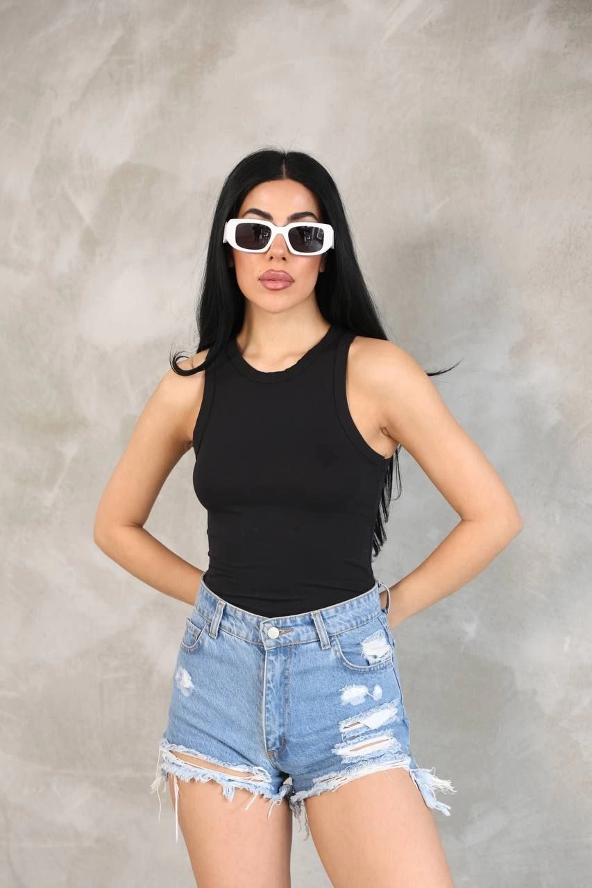 Venlora Kadın Kolsuz Badi bluz - Siyah