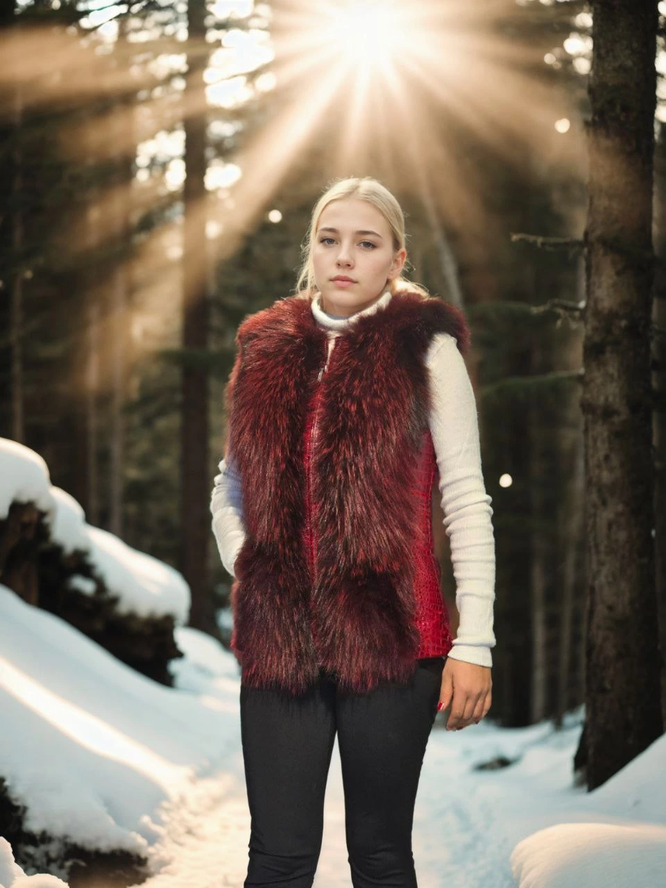 Venlora Kadın Kolsuz Fermuarlı Yelek - Kırmızı