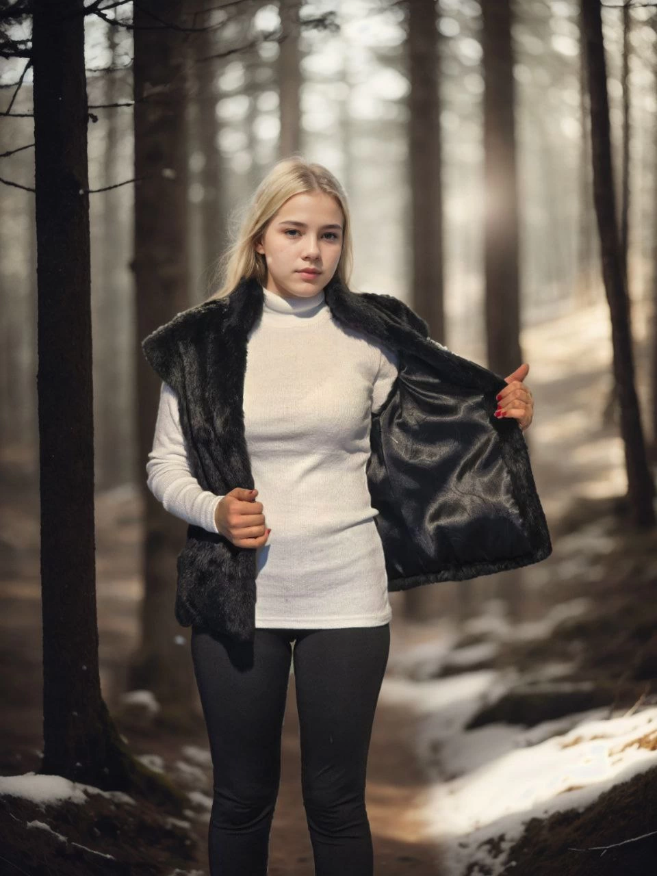 Venlora Kadın Kolsuz Hakiki Kürk - Siyah