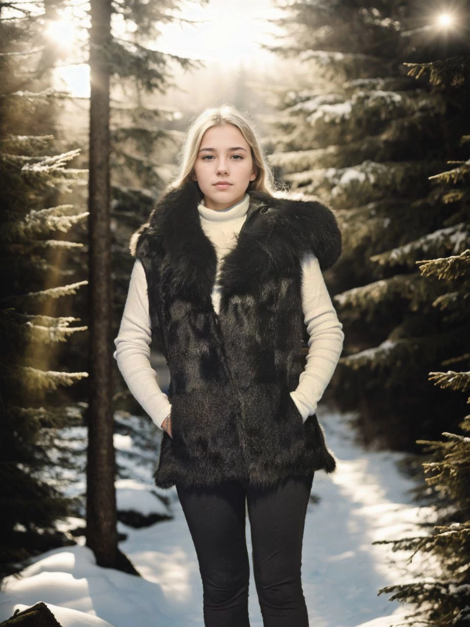 Venlora Kadın Kolsuz Kapüşonlu Yelek - Siyah