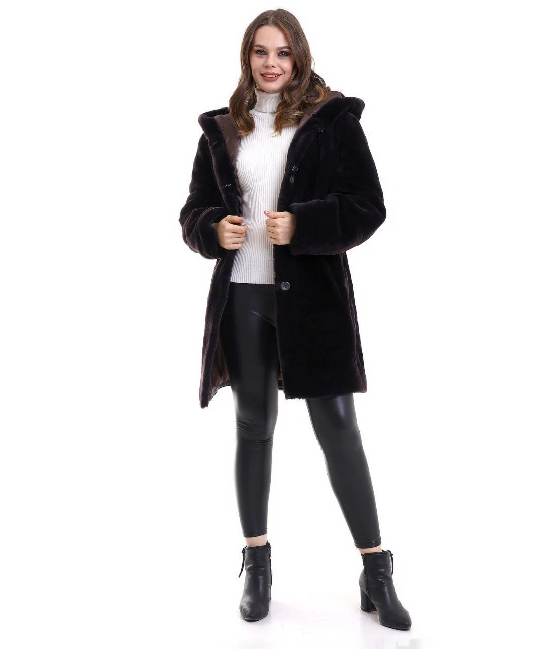 Venlora Kadın Reks Kapüşonlu - Kahverengi