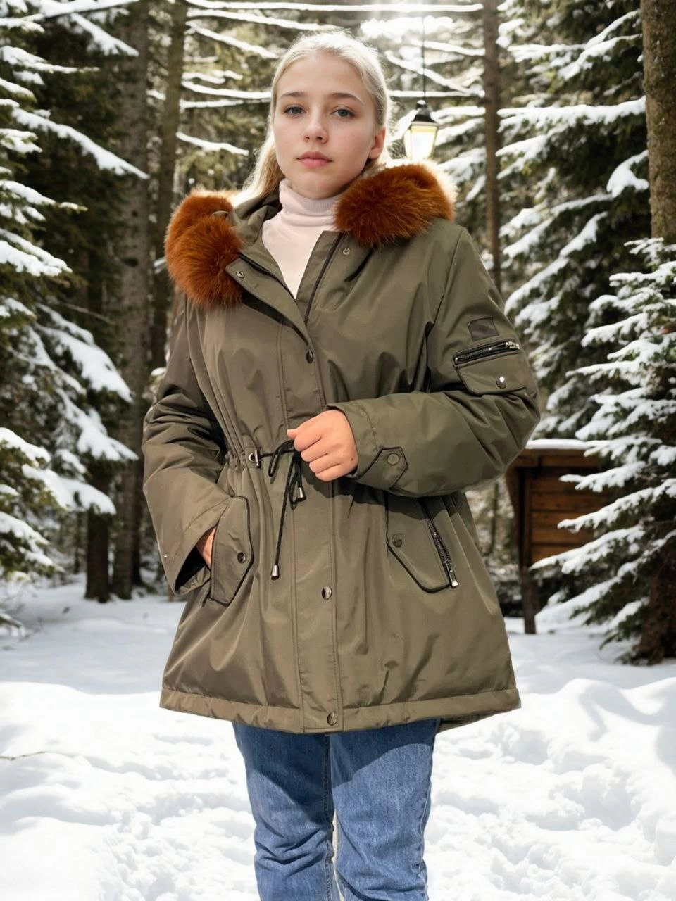 Venlora Kadın Su Geçirmez Kapüşonlu Mont - Haki