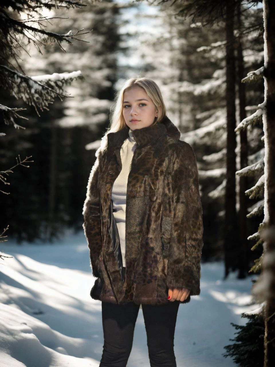 Venlora Kadın Uzun Kollu Deri Ceket - Leopar