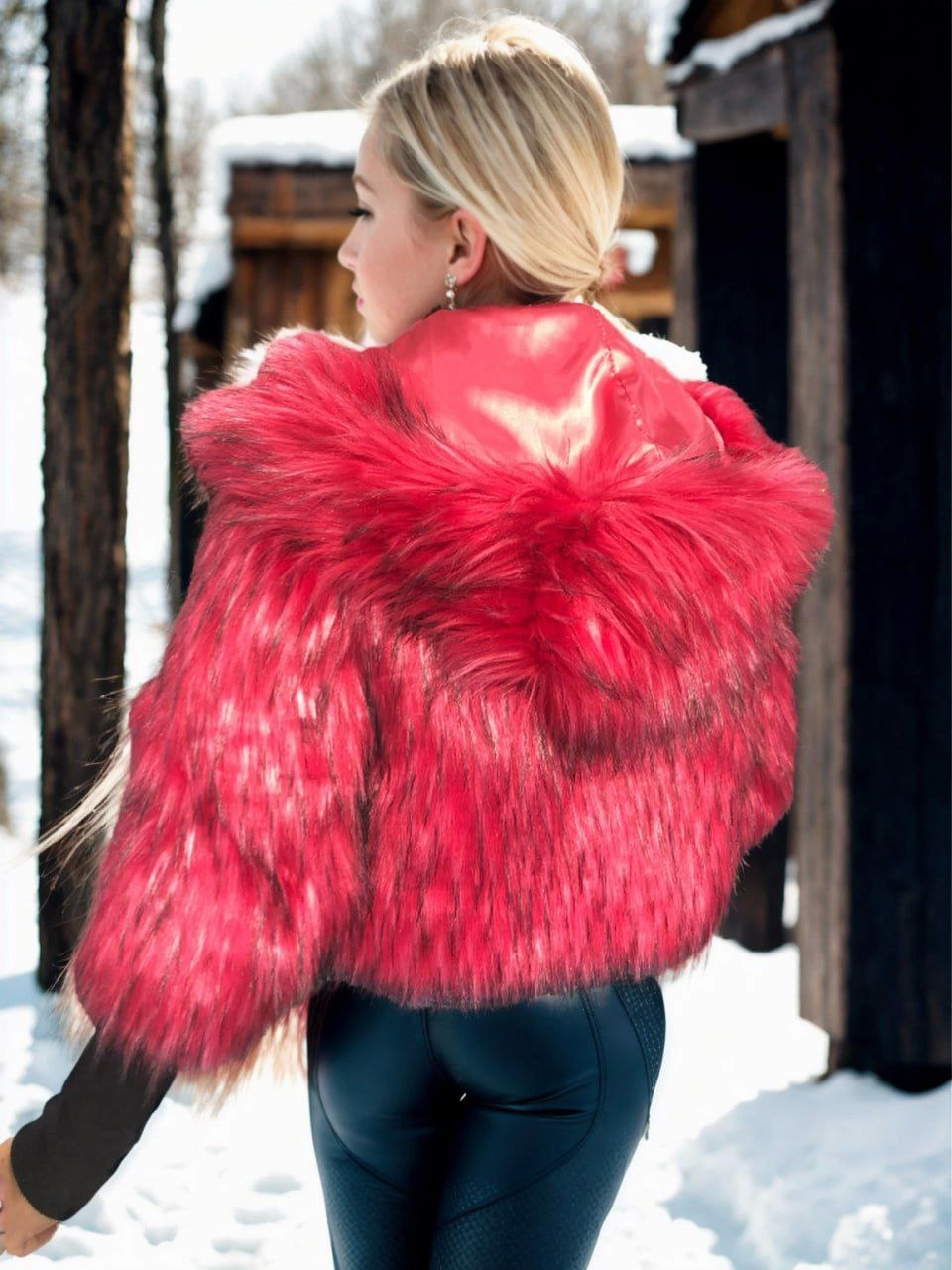 Venlora Kadın Uzun Kollu Kürk - Bordo