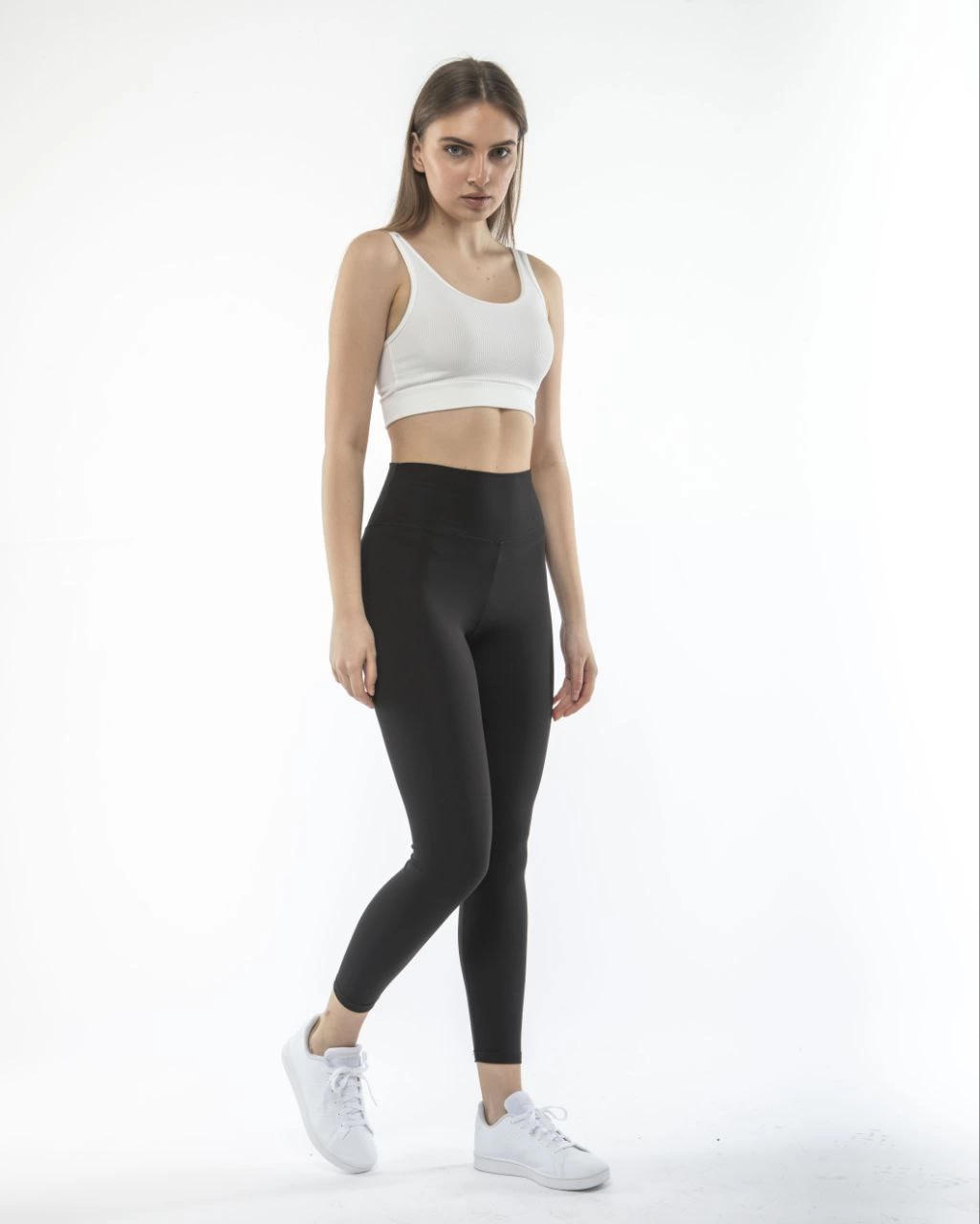 Venlora Kadın Yüksek Bel Sporcu Düz Tayt - Siyah