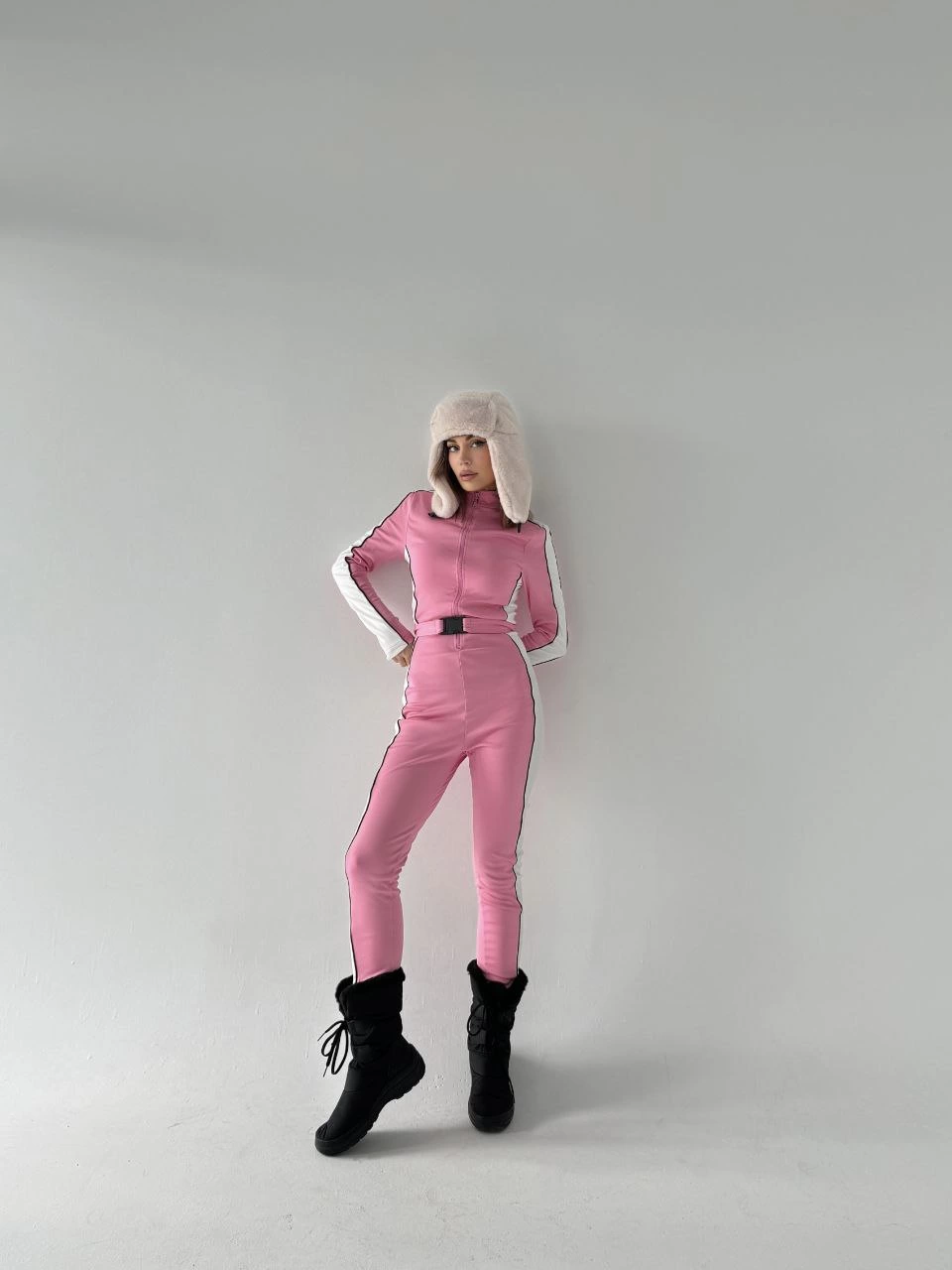 Venlora Kemer Detaylı Fermuarlı Tulum - Pembe