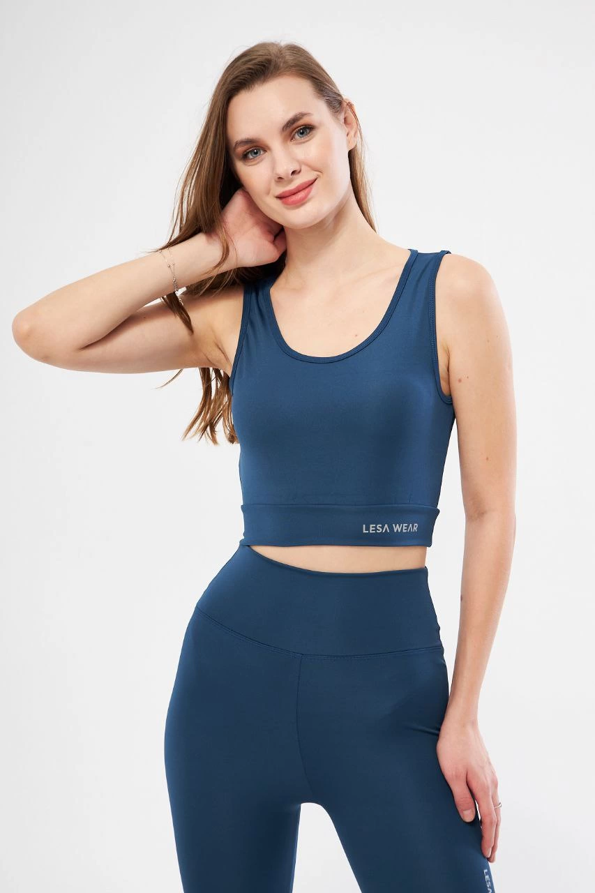 Venlora Kolsuz Sporcu Baskılı Crop - Turkuaz