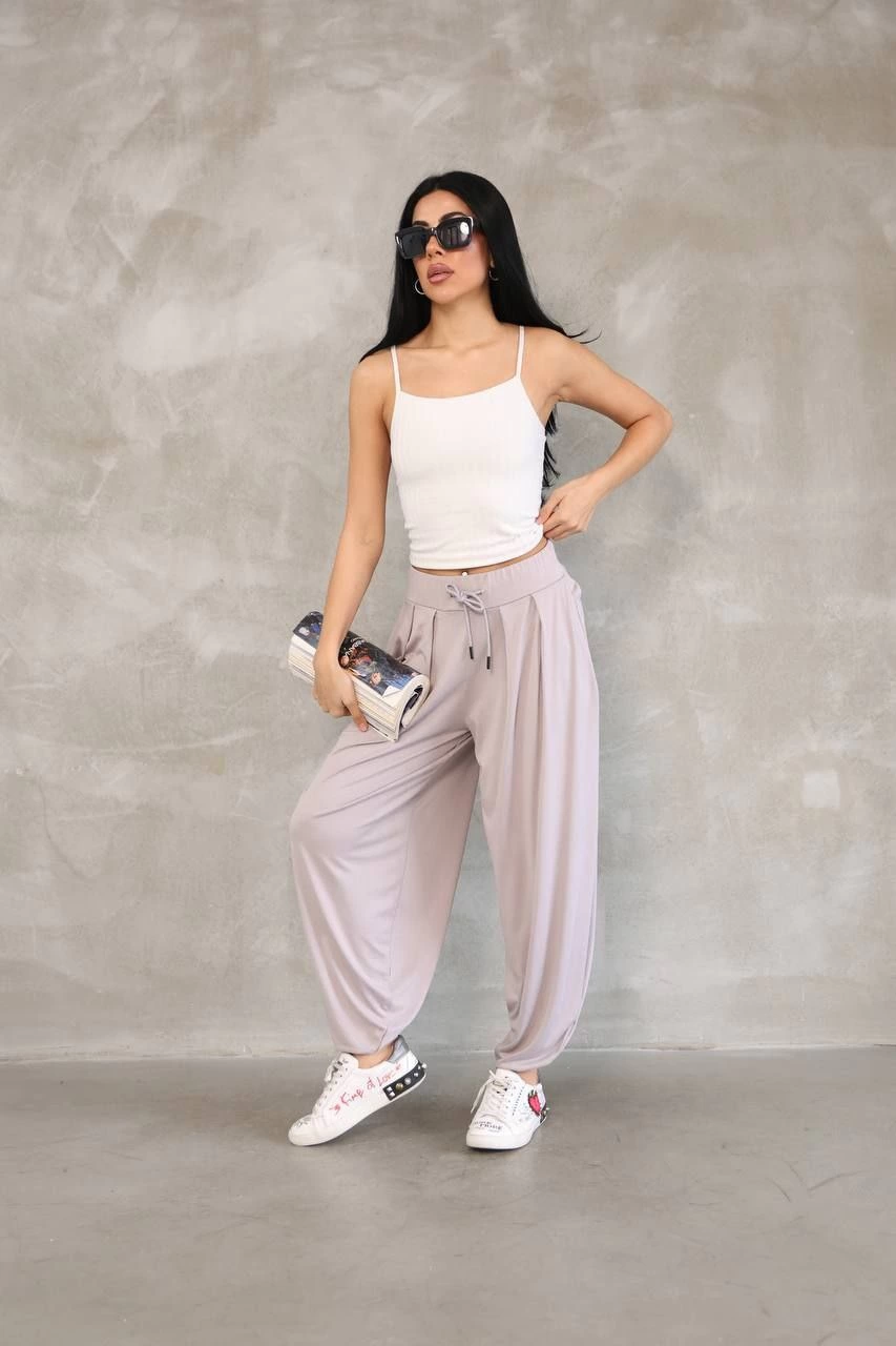 Venlora Osy Modal Yumuşak Dokulu Kumaş Şalvar Pantalon - Bej