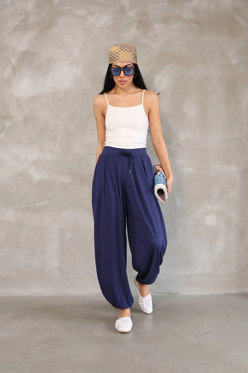 Venlora Osy Modal Yumuşak Dokulu Kumaş Şalvar Pantalon - Lacivert