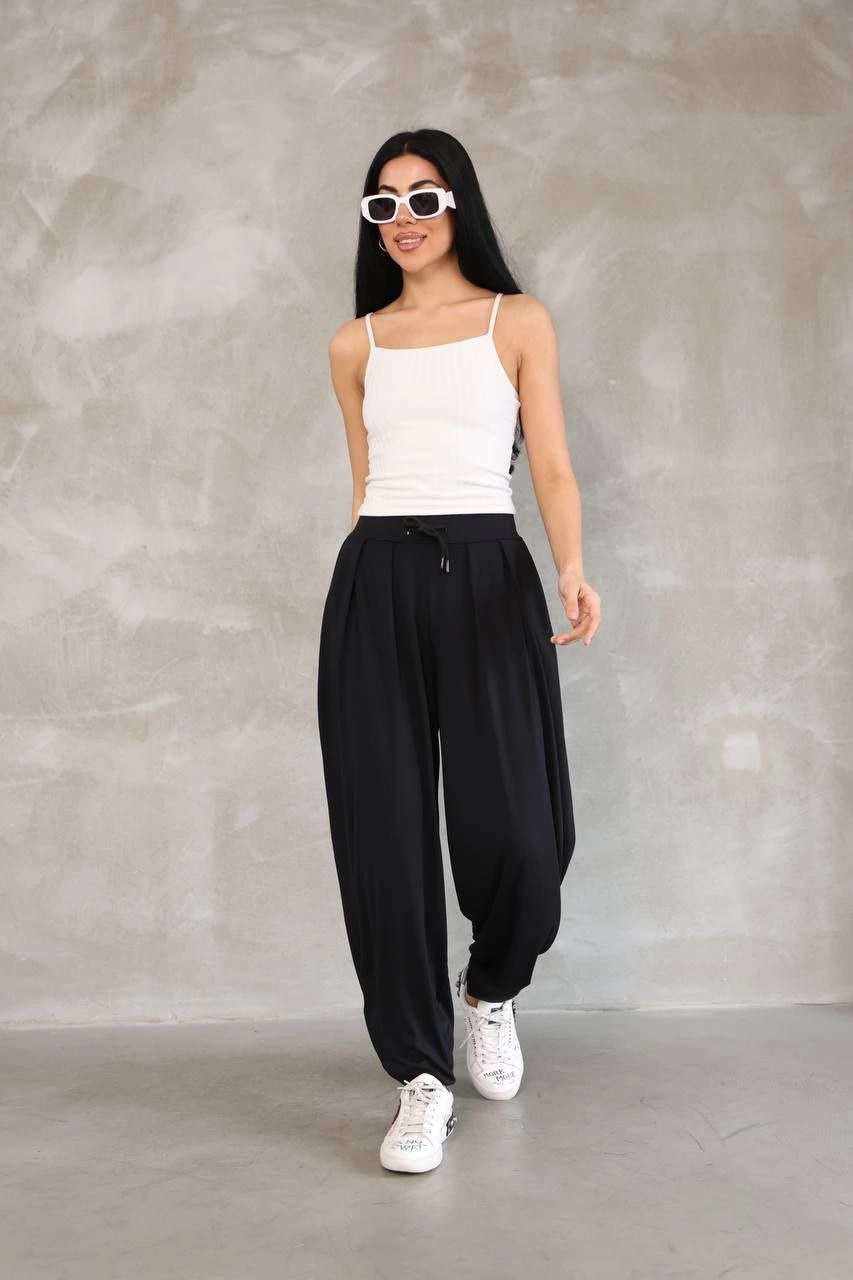 Venlora Osy Modal Yumuşak Dokulu Kumaş Şalvar Pantalon - Siyah