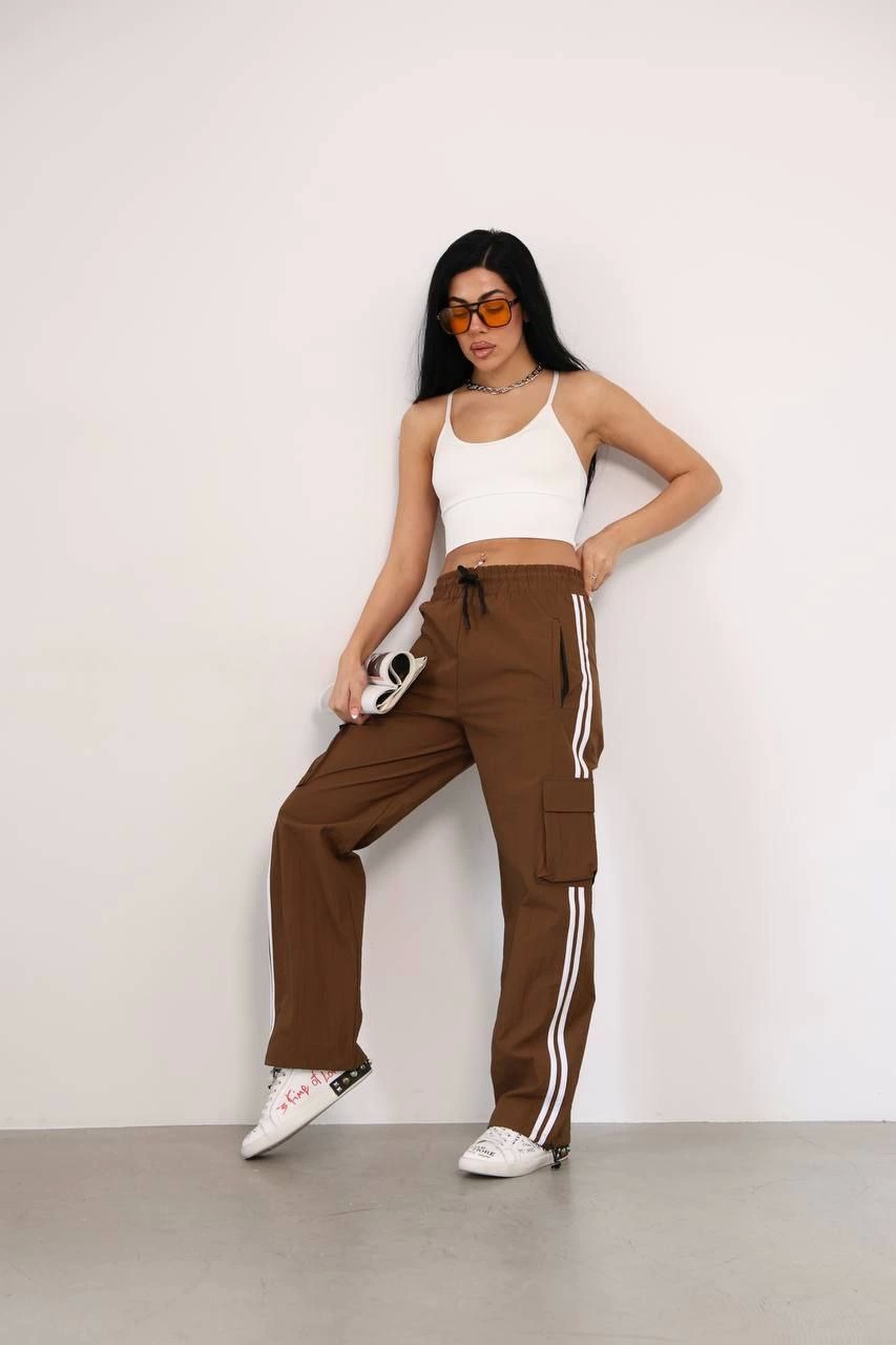 Venlora Praşut Kumaş Kargo Çeplı Baggy Esofman - Kahve