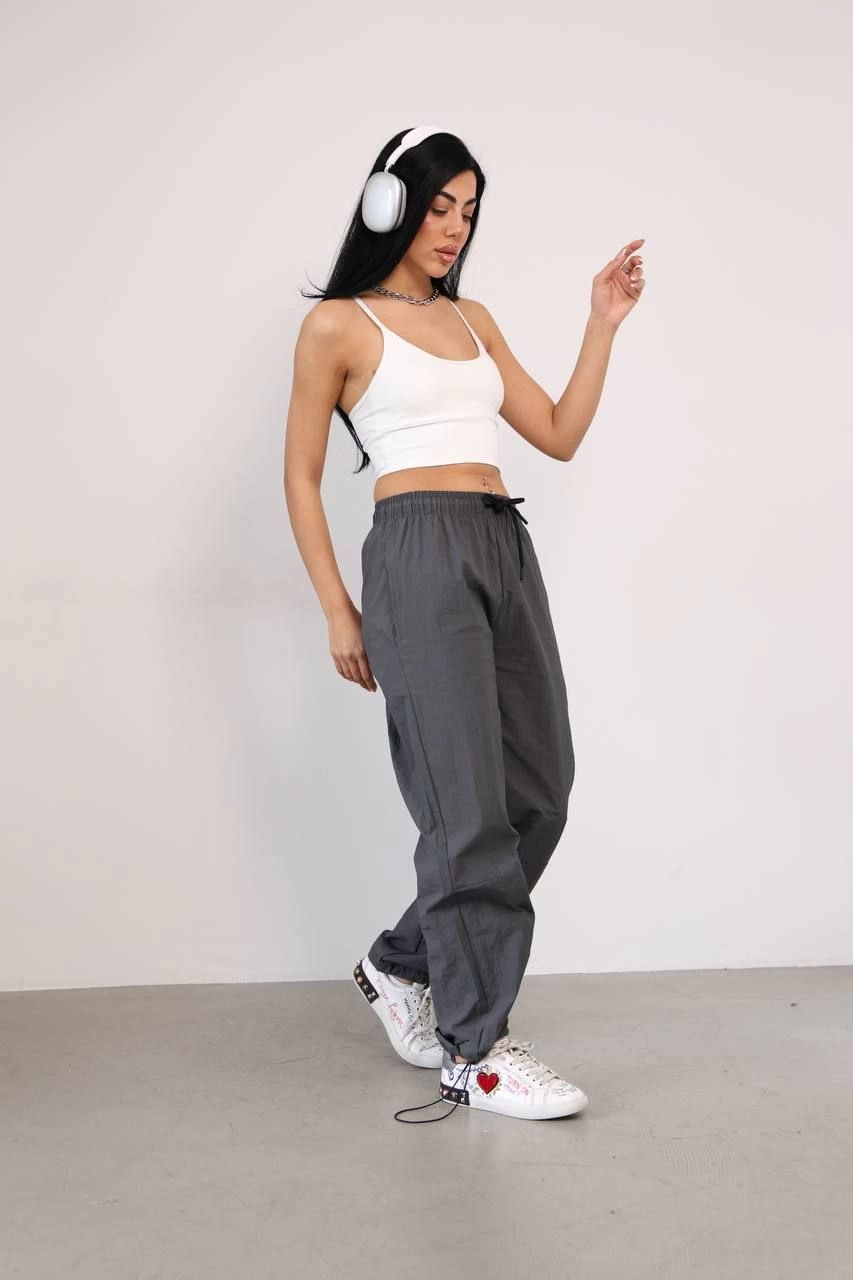 Venlora Praşut Kumaş Paça Cepli Baggy Eşofman - Antrasit