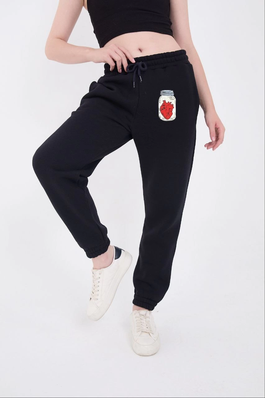 Venlora Üç İplik Lastikli Baskılı Eşofman Pantolon - Lacivert