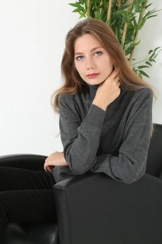 Venlora Unisex Tam Boğazlı Balıkçı Yaka Dokuma Triko - Füme