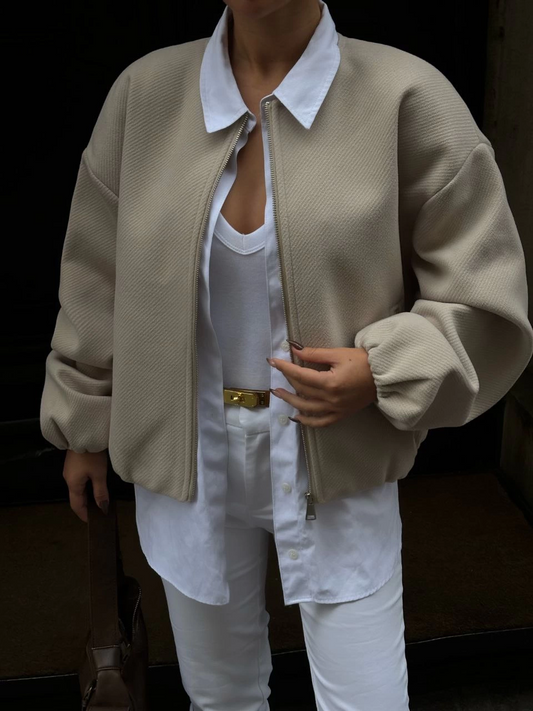 Venlora Kaşe Kaşmir Fermuarlı CEKET - Bej