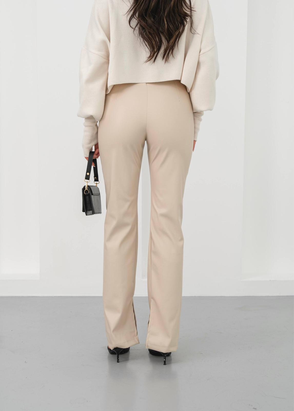 🅥🅔🅝🅛🅞🅡🅐™ İspanyol Yırtmaçlı Paça Deri Pantolon