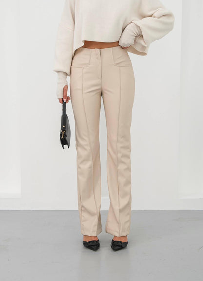 🅥🅔🅝🅛🅞🅡🅐™ İspanyol Yırtmaçlı Paça Deri Pantolon