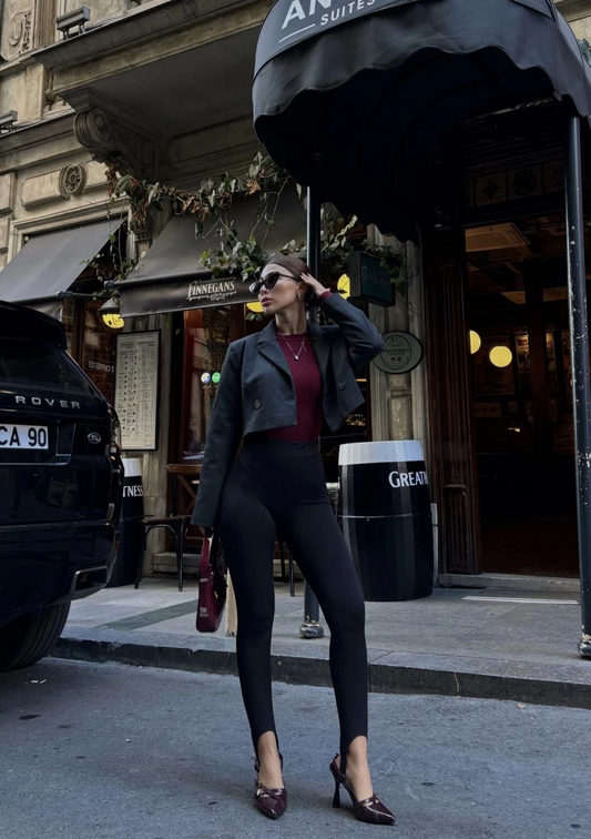 Venlora Toparlayıcı füzo tayt Likralı Ayak Detaylı - Siyah