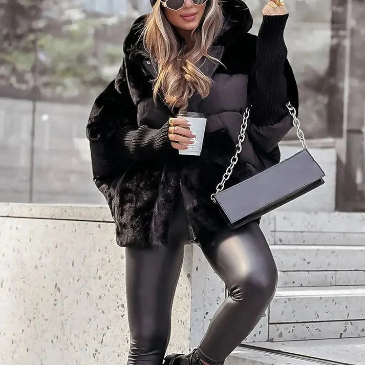 🅥🅔🅝🅛🅞🅡🅐™ Triko Detaylı Peluş Mont