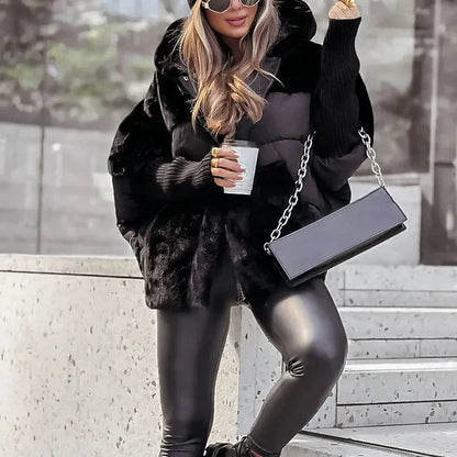 🅥🅔🅝🅛🅞🅡🅐™ Triko Detaylı Peluş Mont