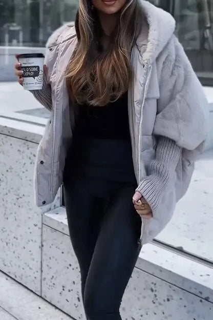 🅥🅔🅝🅛🅞🅡🅐™ Triko Detaylı Peluş Mont