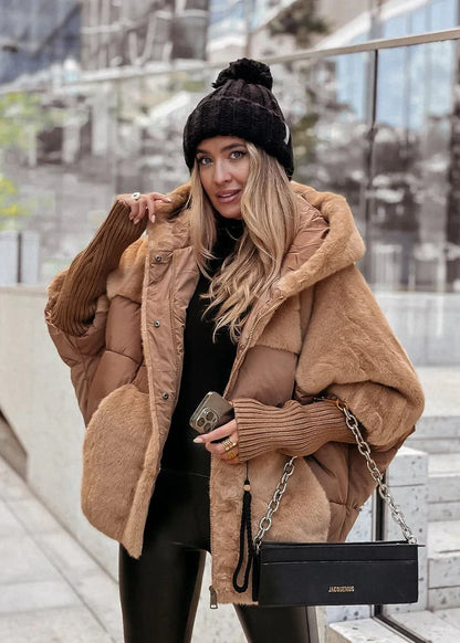 🅥🅔🅝🅛🅞🅡🅐™ Triko Detaylı Peluş Mont